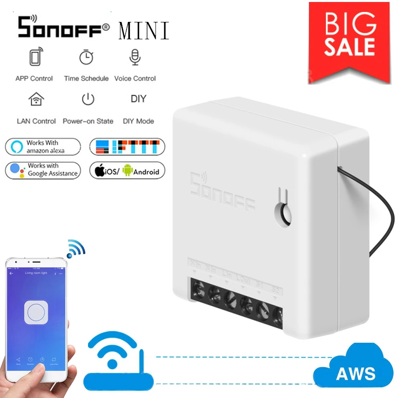 Интеллектуальный выключатель света SONOFF MINIR2 переключатель Wi Fi таймер модуль APP