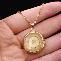 natural semi precious stone irregular round agate piece with gilt edge pendant diy making necklace bracelet 20x25 23x28mm