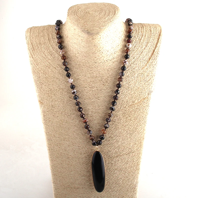 RH модные ювелирные изделия из бисера Камни длинные завязанные полудрагоценные