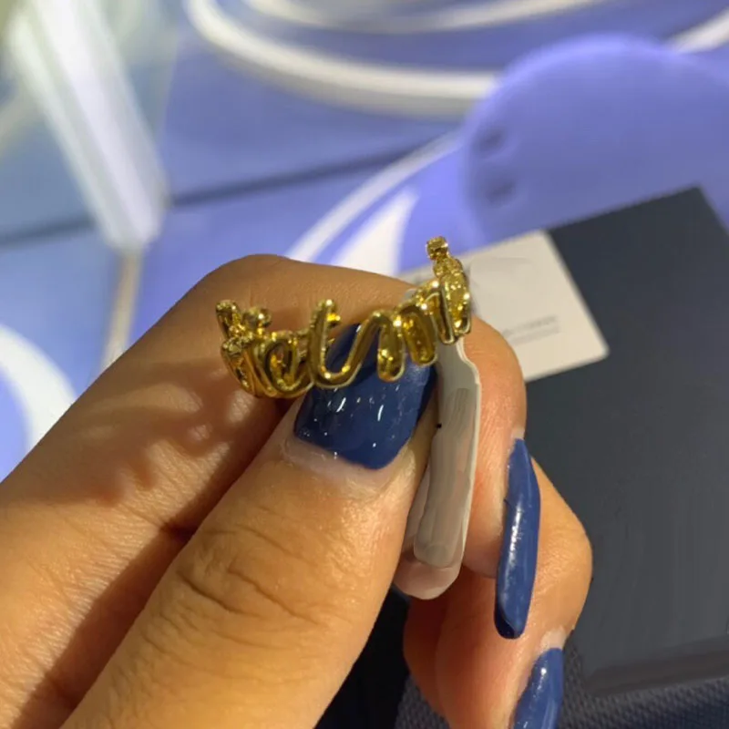 UMGODLY роскошное Фирменное кольцо желтое золото с буквами и надписью статусное Zirocn