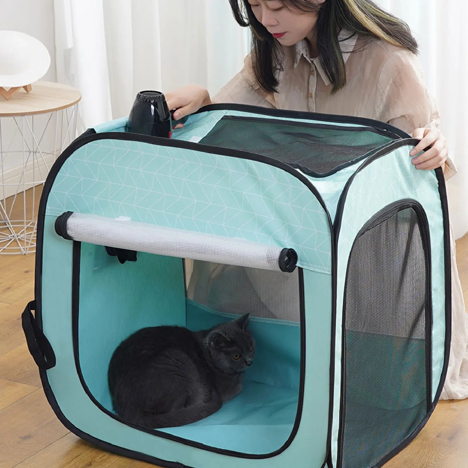 

Portable Pet Drying Box Folding Square Tent Bath Hair Drying Clean Room for Small Dogs Cats