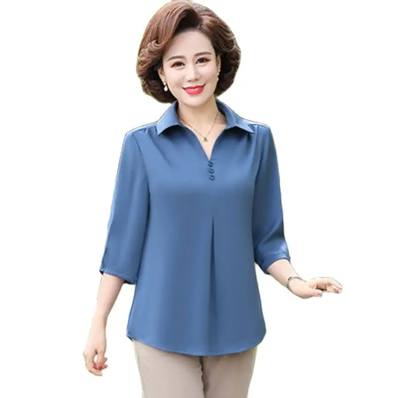 

Женская блузка с длинным рукавом и отложным воротником, модель DF4230 на весну и лето