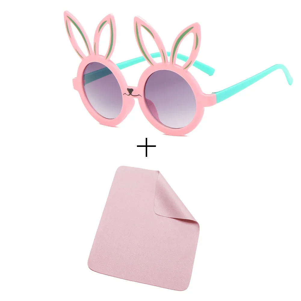 Glasses and cloth Минимальный милый кролик форма гибкие детские солнцезащитные очки UV400 очки оттенки младенческой поляризованные ребенок для маленьких детей Защитный солнцезащитные очки - Цвет линз: Glasses and cloth