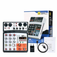 protable mini mixer audio dj console 4 channel with sound card usb 48v phantom power for pc recording singing webcast party