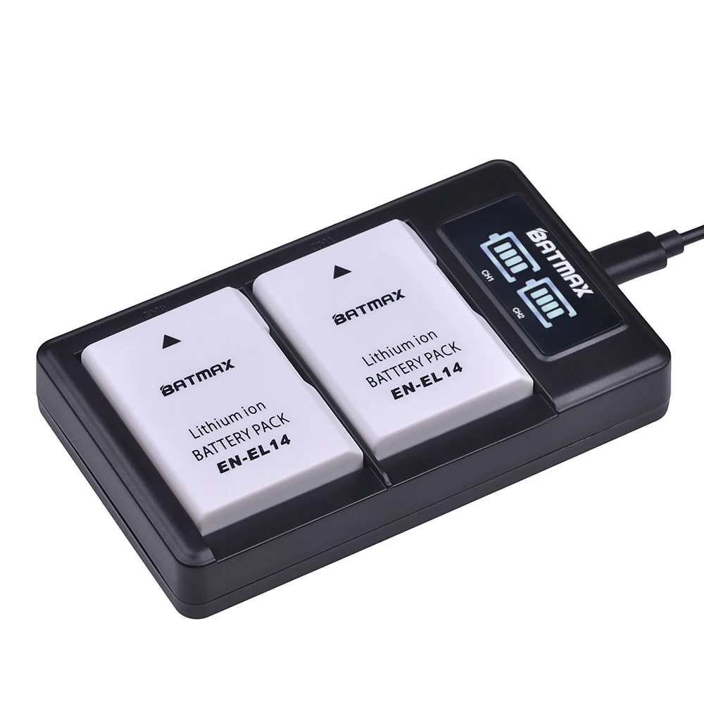 Комплект из 2 предметов EN-EL14A EN-EL14 ENEL14 EL14 батареи+ ультра тонкий светодиодный USB Dual Зарядное устройство для Nikon D3400 D3300 D3100 D5600 D5100 D5200 D3200