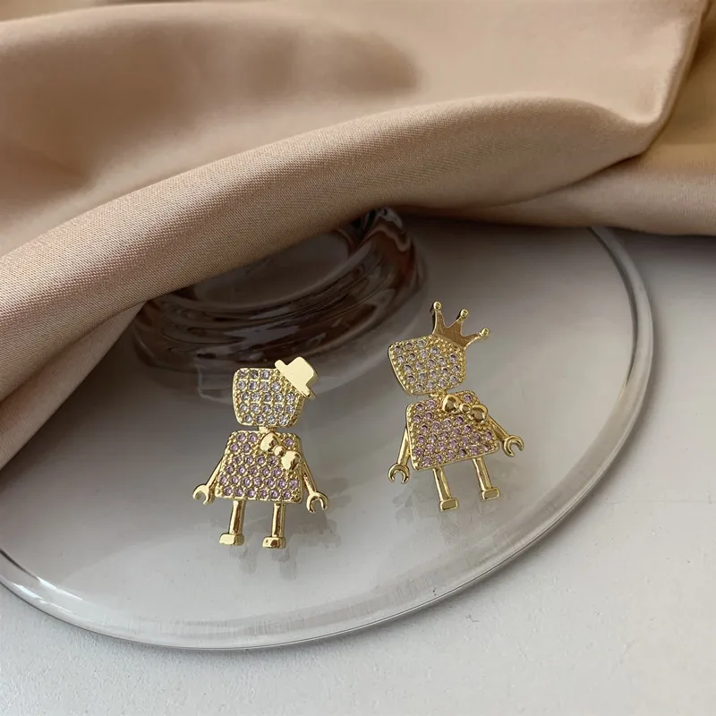 

2020 New Fashion Women's Earrings Delicate Cute Robot Zircon Earrings For Women Party Girl Jewelry Gifts Wholesale