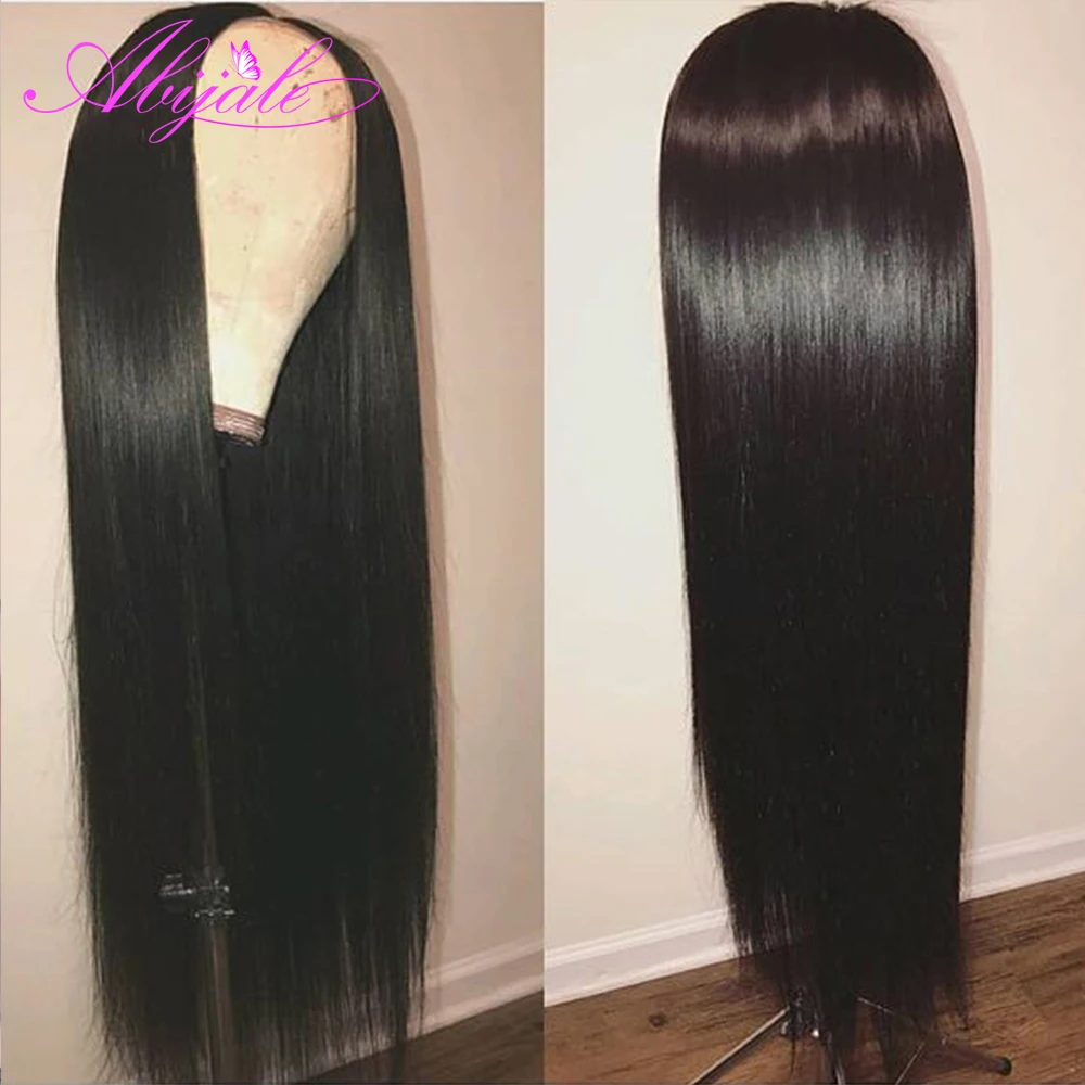 Парики Abijale из человеческих волос на полной сетке бразильские Прямые бесклеевые