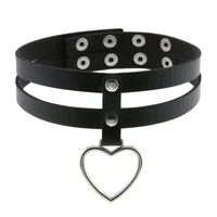 boho heart black choker punk leather necklace pendant collar for girl goth chocker neck cosplay jewelry gothic accessories