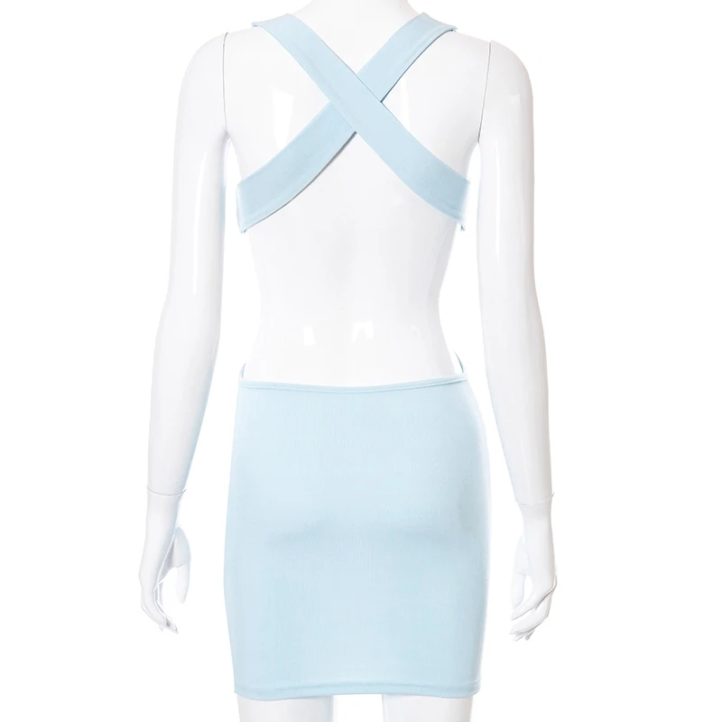 

Bomblook Sexy Party Club Bodycon Dresses For Women's 2021 Summer Clothing Cross Hollow Backless Mixi Dress Female Streetwears