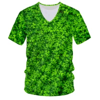 ujwi v shirt four leaf clover leaf green print 3d printing men shirt casual loose hip hop street style tops tracksuit sweatshirt