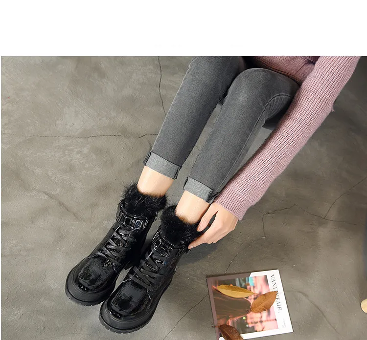 Зимние Ботинки Martin в Корейском стиле на плоской подошве с толстой норковой