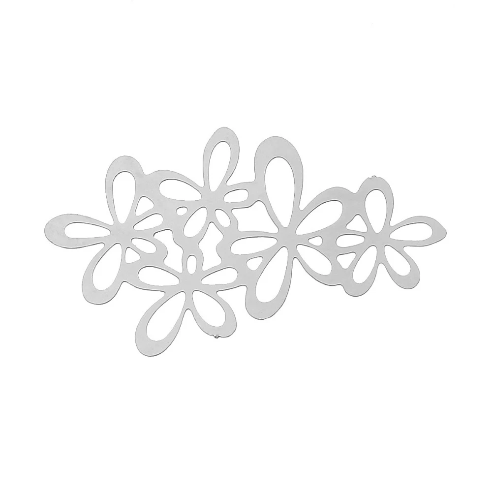 

Doreenbeads Filigree Stainless Steel Embellishments Jewelry Findings Elegant Flower Silver Color 34 x 20mm, 2 Pieces
