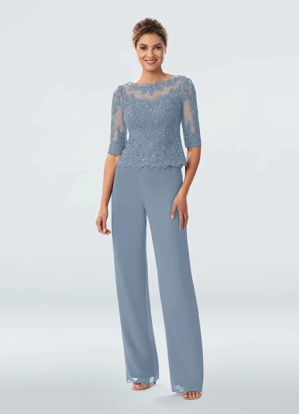 

Sequin Women's Pantsuit Mother Of The Bride Suit Chiffon Woman Wedding suit With Long Jacket Custom Dress Guest Gowns 3 Pcs