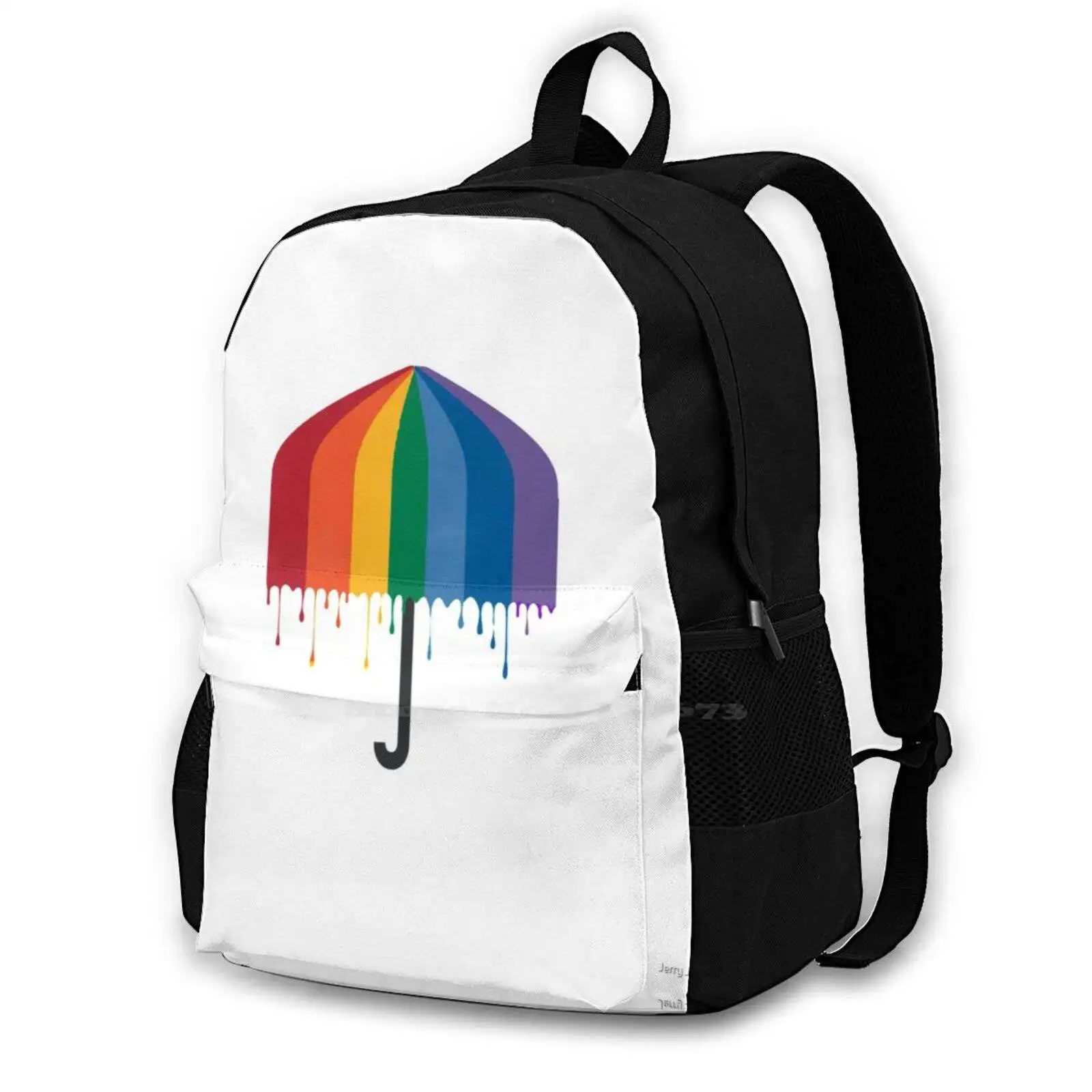 

Drip Too Hard Backpack For Student School Laptop Travel Bag Logo Pride Drip Swag Rainbow Rain Cool Modern Bisexual Q Feminist