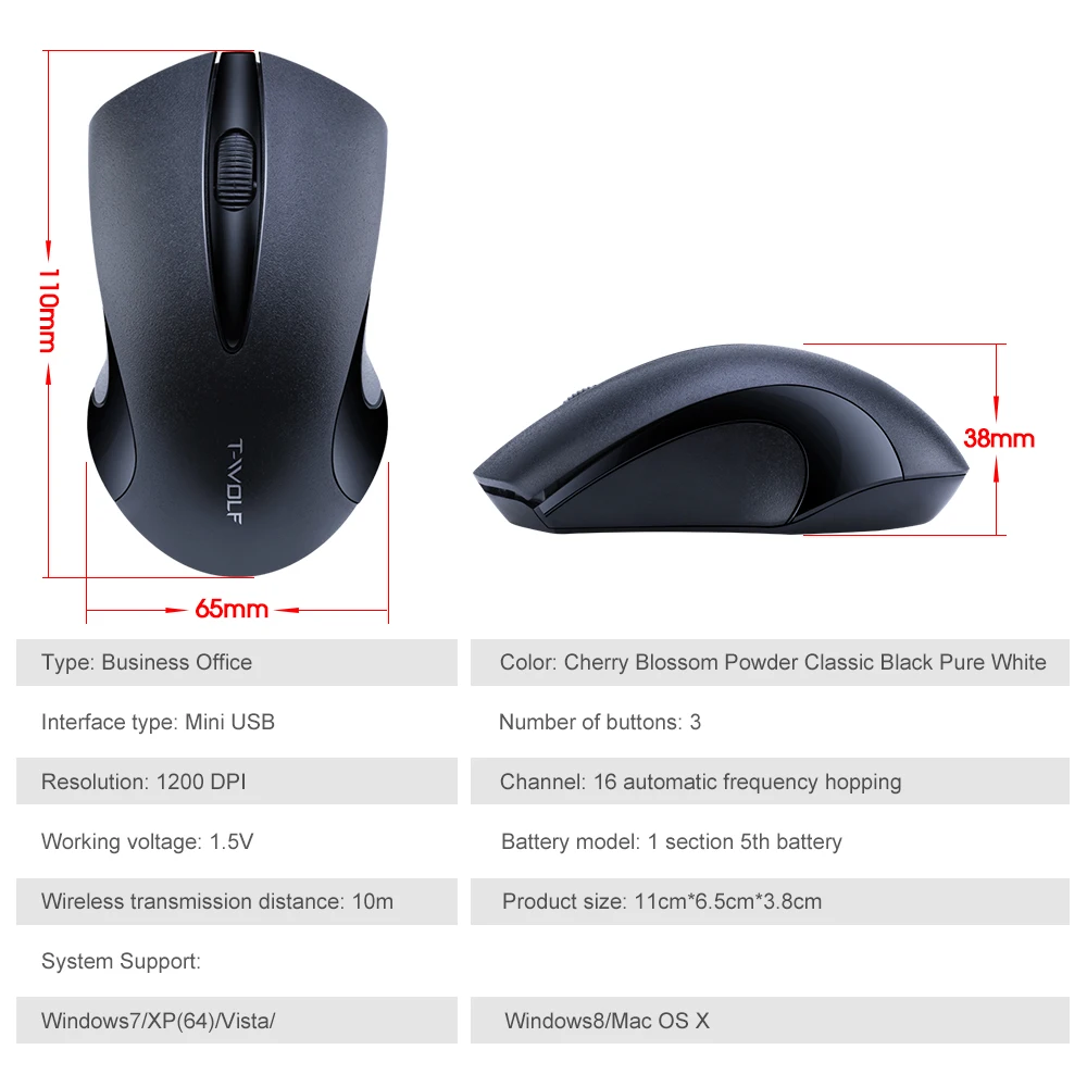 

Thunder Wolf Q2 Wireless Mouse Usb 2.0 Ontvanger Optische Computer Muis Voor Laptop Pc Sound Stille Muis Computer Randapparatuur