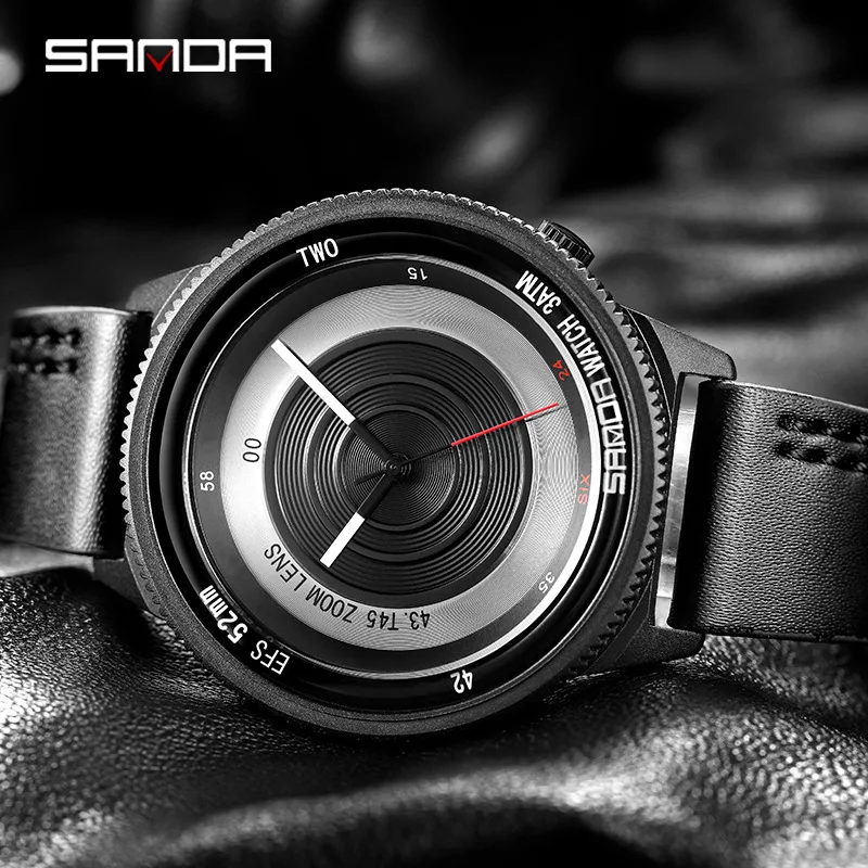 

SANDA Luxury Watch for Men Leather Men Quartz Wristwatches Man Clock Relogio Masculino Watches Mens 2021