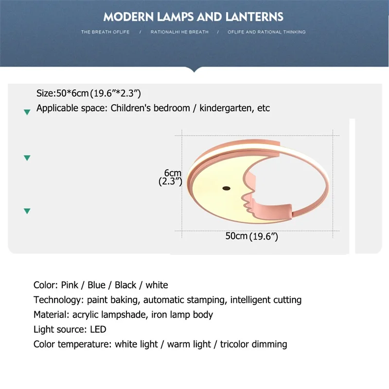 

8M Children's Ceiling Lamp Moon Modern Fashion Suitable For Children's Room Bedroom Kindergarten
