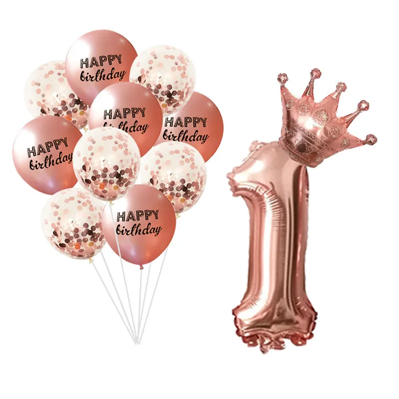 

12pcs Happy Birthday 32inch Number Crown Foil Balloons Adult Birthday Anniversary Party Balloons Baby Shower Decoration Supplies