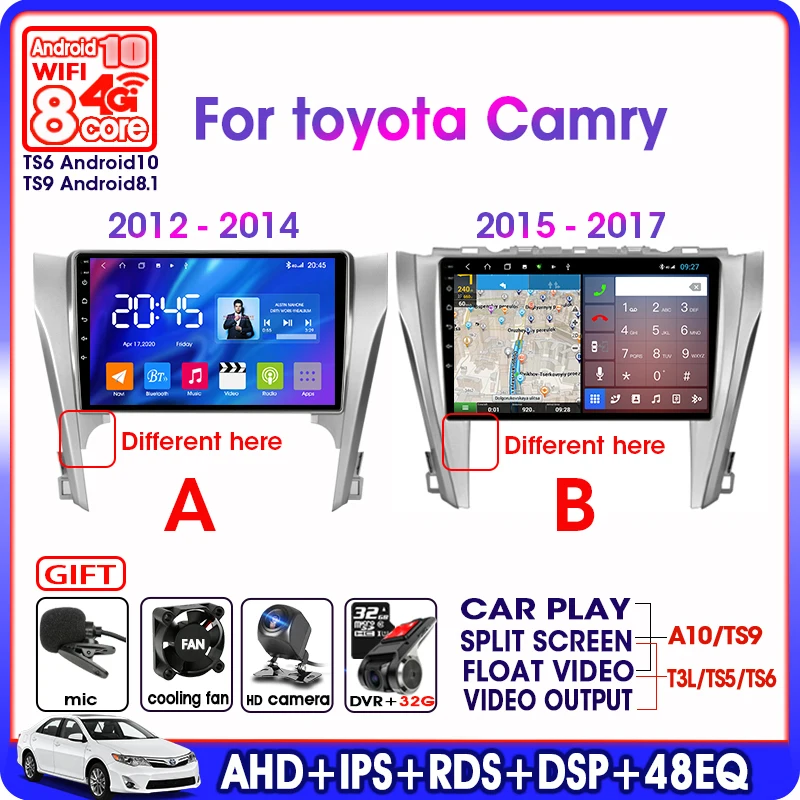 Автомагнитола T6 2 din Android 10 0 мультимедиа для Toyota Camry 2012 2017 навигация GPS плеер DSP RDS