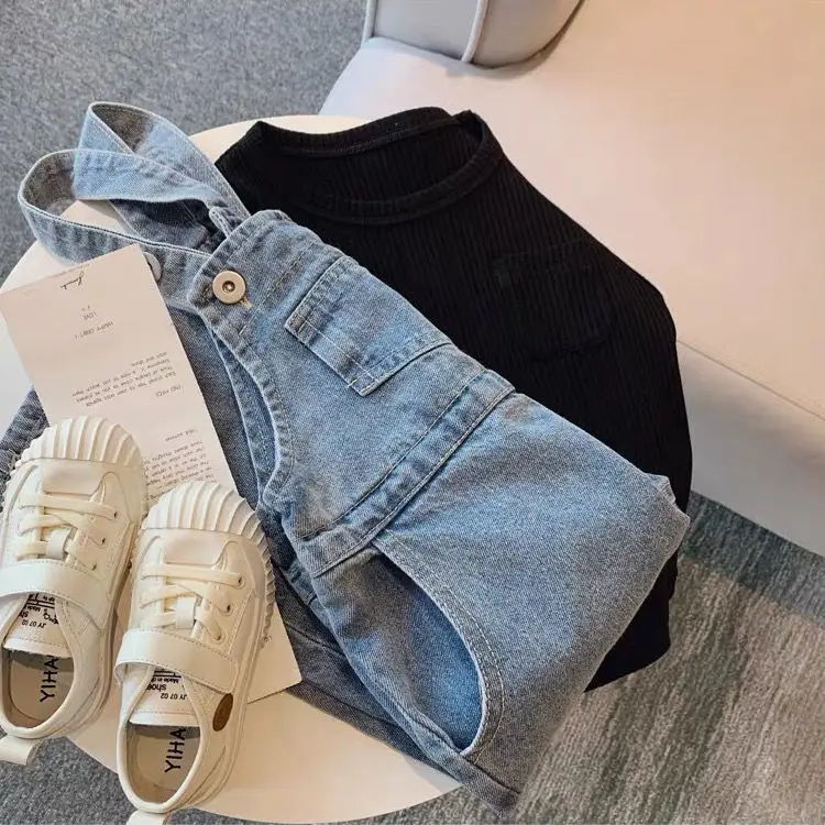 

2021 Ins Fashion Boys Girls Overalls Spring Autumn Fashion Denim Children Pants Overalls
