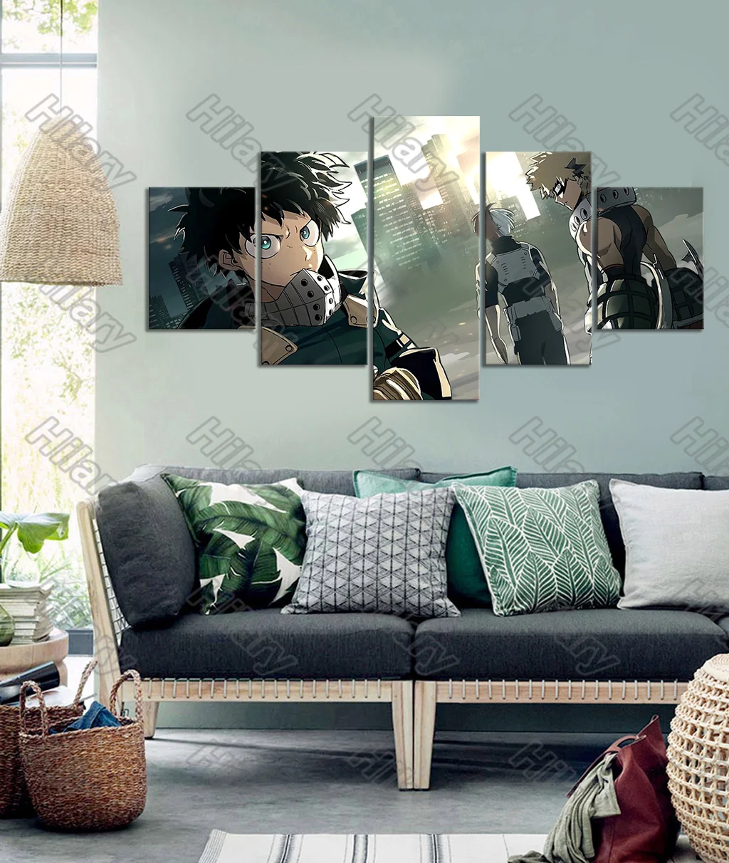 

Poster Anime Canvas Painting 5Pcs Izuku-Katsuki-And-Shouto Wall Art Customizable Decoration for Living Room and Bedroom