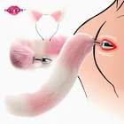 Длинная Анальная пробка с лисьим хвостом, металлическая Анальная пробка с кошачьим хвостом, набор анальных пробки для взрослых, товары для БДСМ, Эротические товары, секс-игрушки для пар, косплей