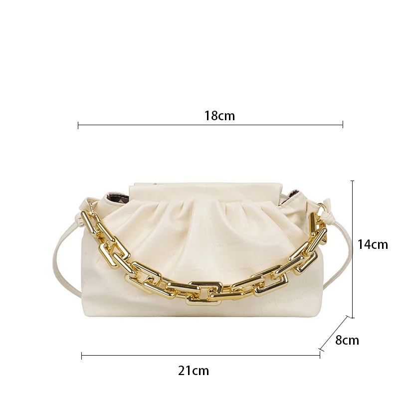 

Fold Cloud Bags for Women 2021 PU Leather Shoulder Crossbody Bag Luxury Chain Designer Handbags Female Small Dumpling Pouch Bags