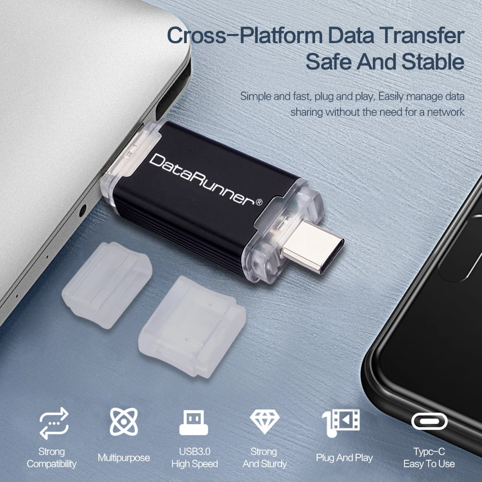 Флеш накопитель DataRunner OTG USB 2 в 1 3 0 и Type C флеш 512 гб 256 128 64 32 флешка высокоскоростной
