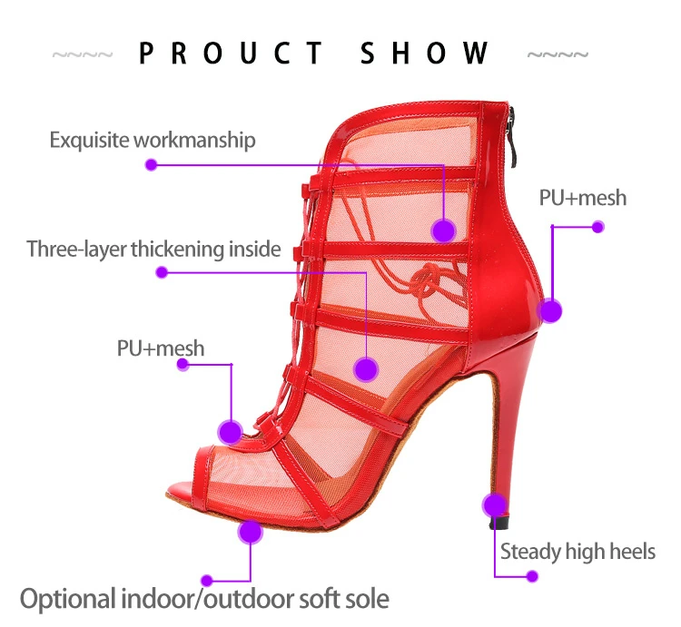 Outdoor Salsa Tango Women Dancing Shoes Practice Ballroom Standard Women Latin Dance Shoes Brands Female Pole Heels Boots