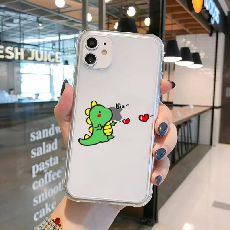 

Animal Cute Dinosaur Phone Case Transparent for iPhone 11 12 mini pro XS MAX 8 7 6 6S Plus X 5S SE 2020 XR