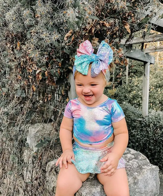 Новинка 3 шт. купальный костюм-бикини для маленьких девочек с радужными