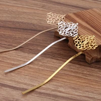 vintage snake shape hair stick with hole 38x30mm filigree flower bases hairpins diy findings for wedding bridal headdress