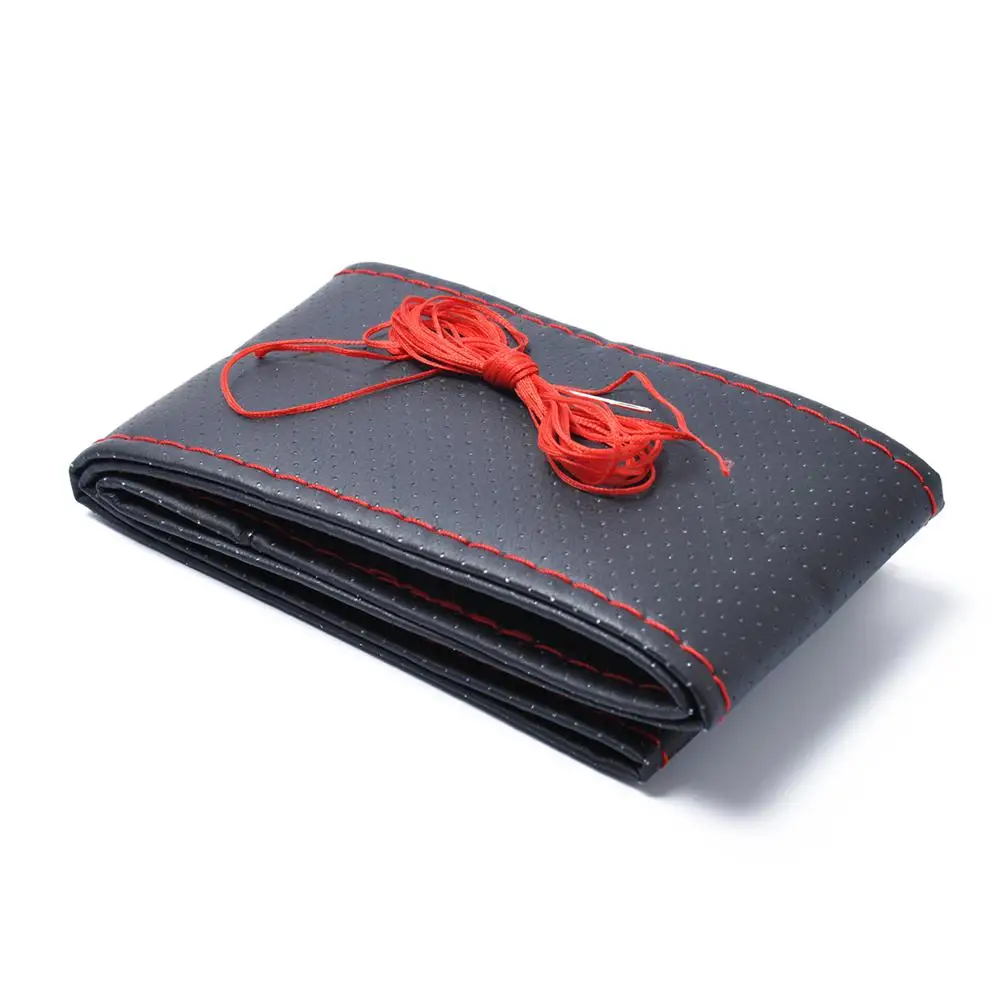 Чехол для руля из микрофибры диаметром 38 см черный и красный цвета | Автомобили