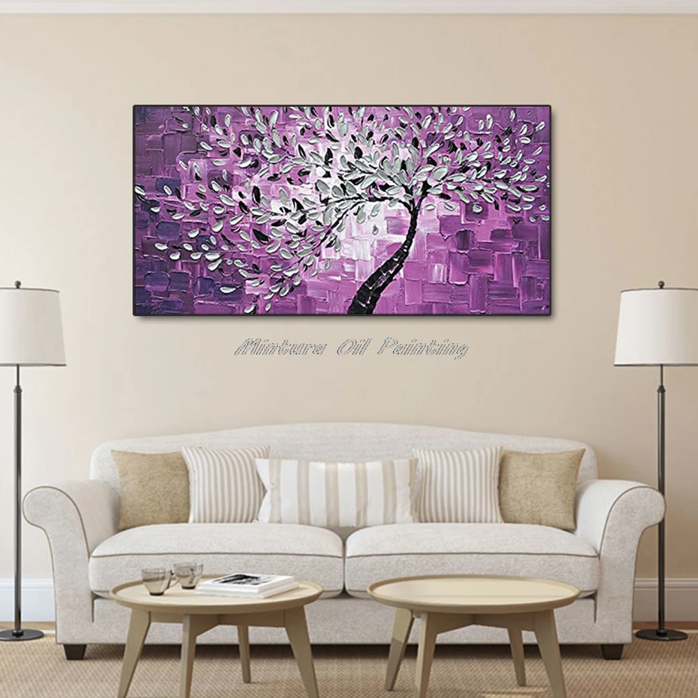 100% ручная роспись Современный домашний декор Настенная картина белый цветок