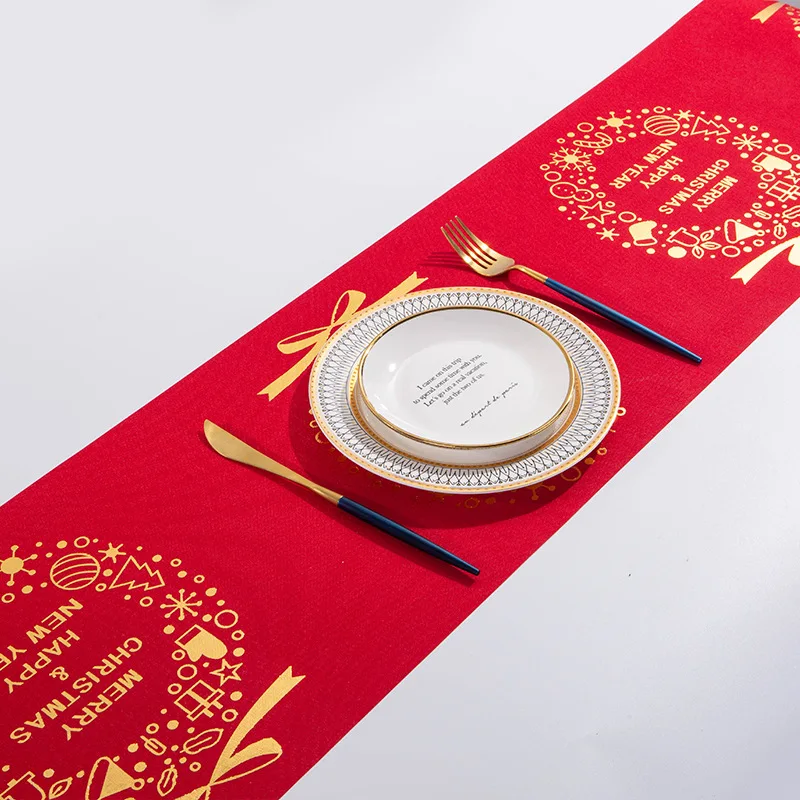 

Christmas Tablecloth Table Runner Decor for Home Xmas Ornaments New Year's Decor Bronzing Elk Merry Christmas Dining