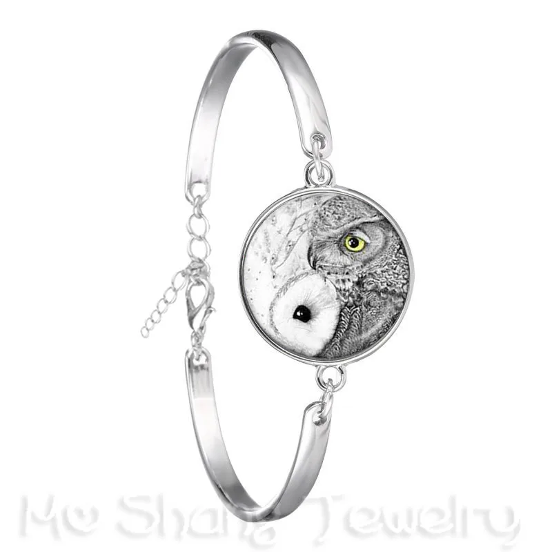 Браслет-цепочка с символами двойного глаза черный и белый браслет Инь Янь 18 мм