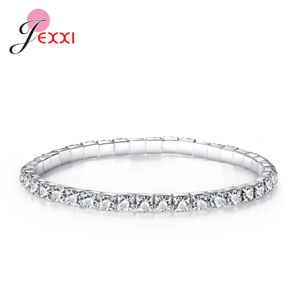 

Korean Style Sparkling Crystal Bracelet Genuine 925 Sterling Silver Bracelet For Women Dance Party Dating Modern Female Jewelry
