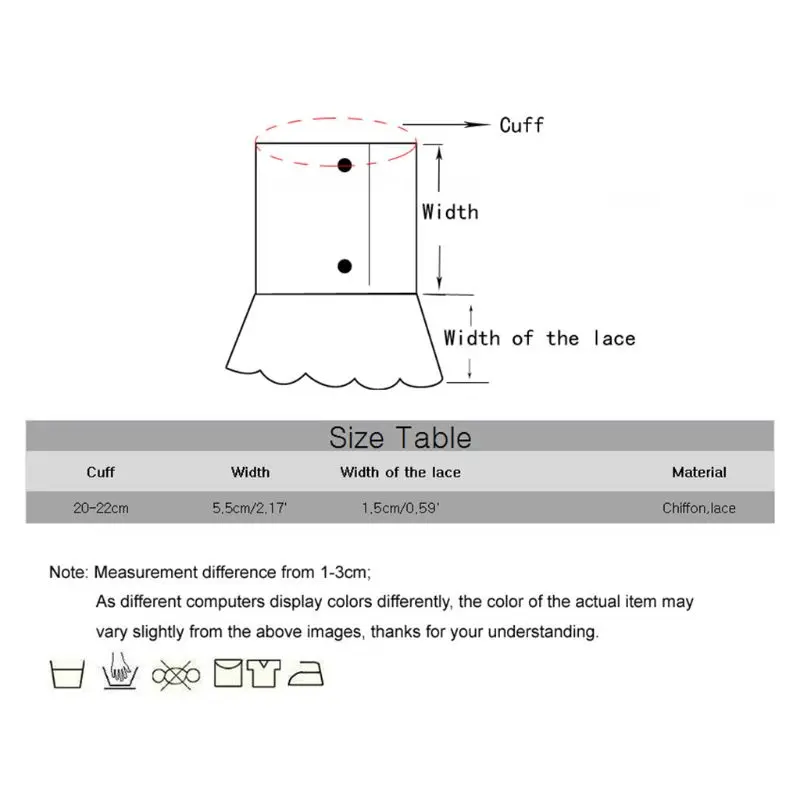 1 пара плиссированные оборки расклешенные Поддельные рукава шифон Кружева