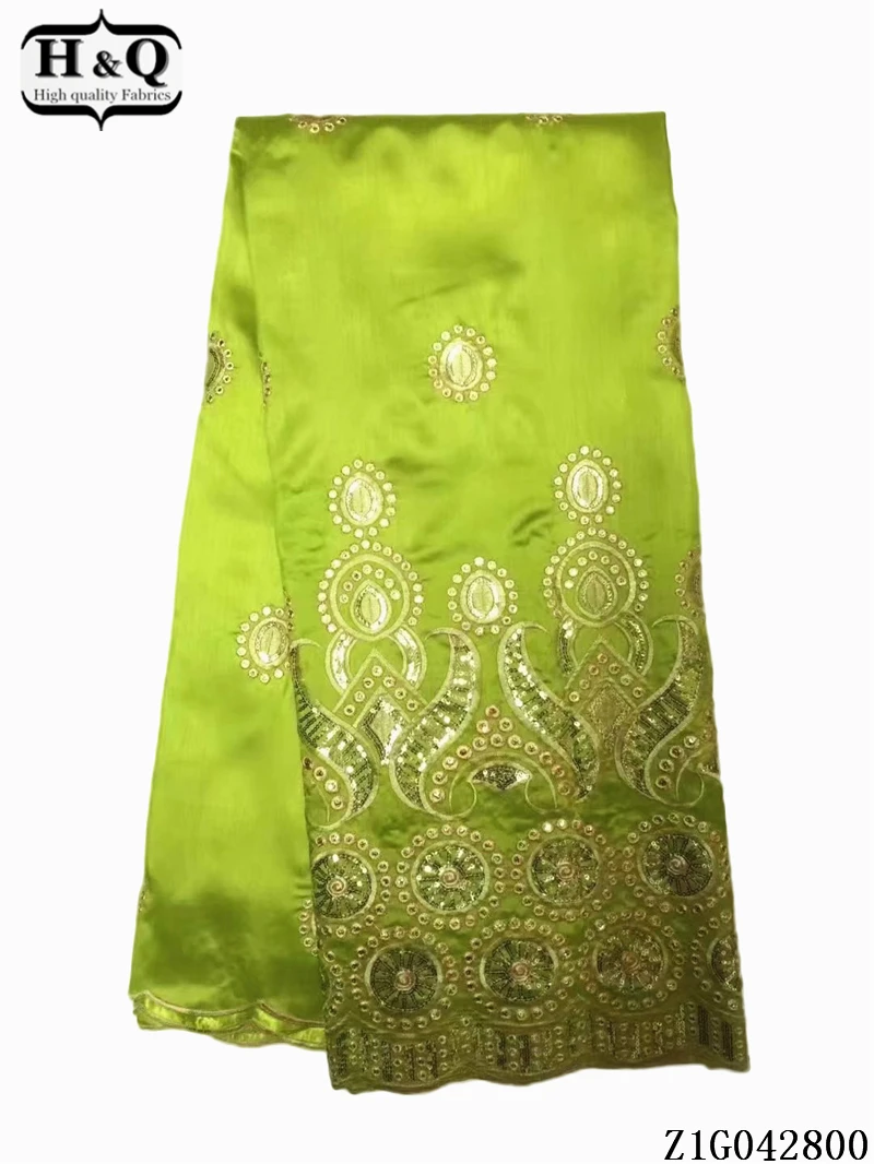 

H&Q african george satin lace fabric 2021 high quality embroidery french lace rayon/polyester nigerian fabric 5 yards/lot GL0514