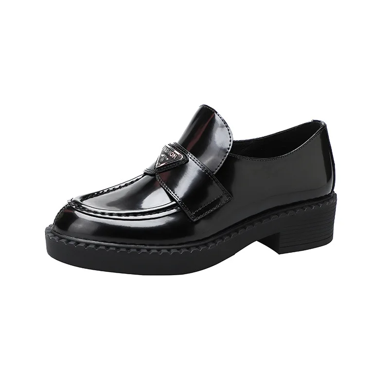 

New Women Shoes Girls Thick Heels Woman Black Brand Shoes Ladies Round Toe Shoes Female Slip On Shoes Fashion Oxford Soft Shoes