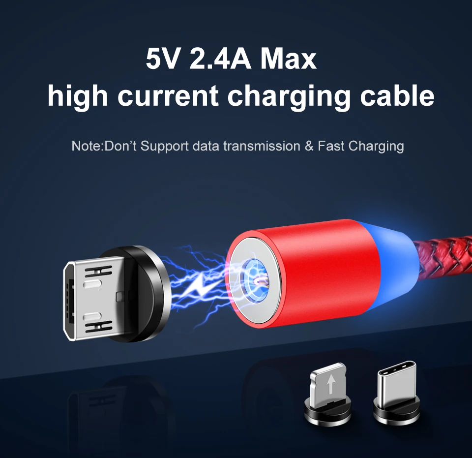 Elough El360 Магнитный зарядный Usb C кабель для iPhone 7 plus зарядное устройство мобильного телефона магнит зарядное устройство Micro USB кабели Тип C провод