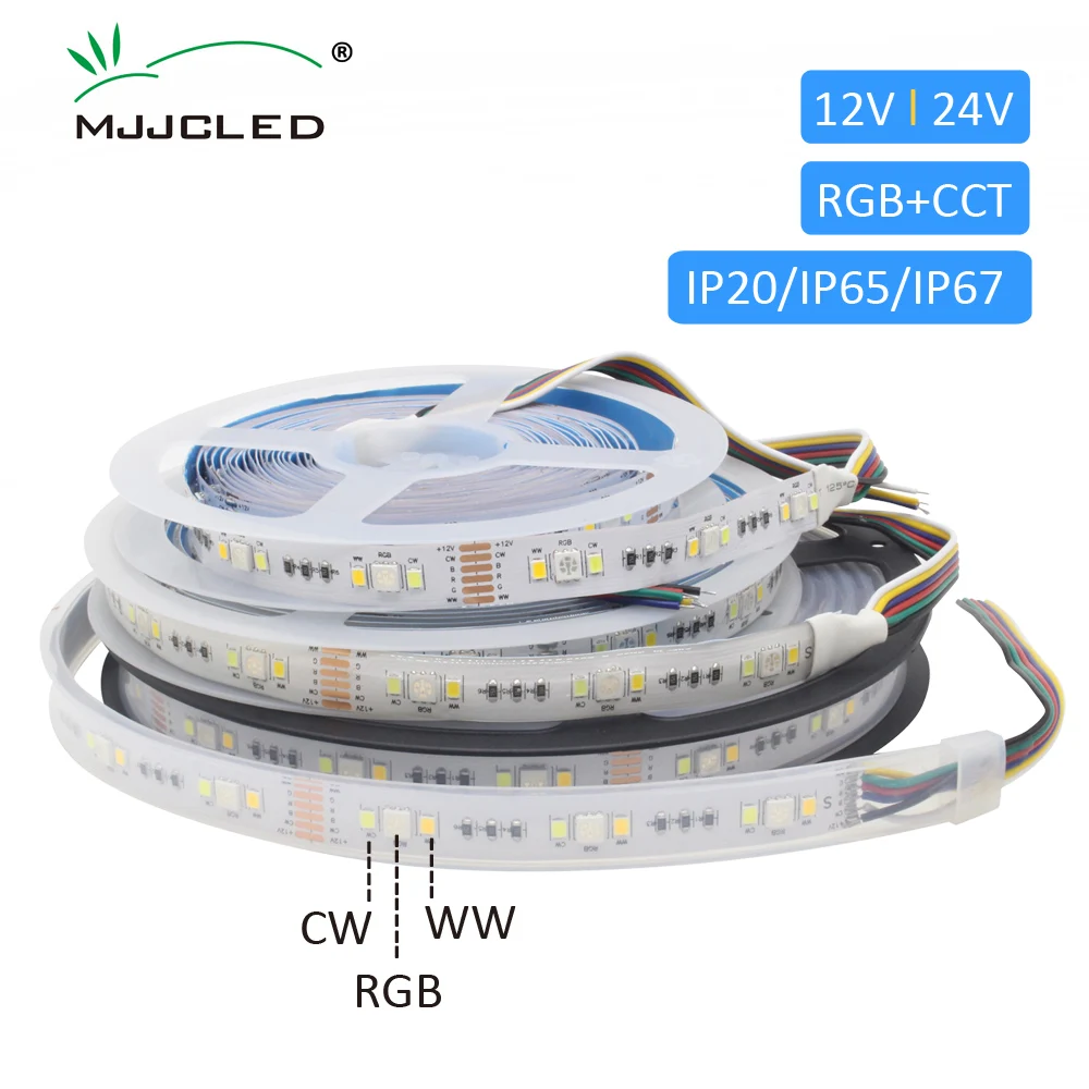 Светодиодная лента RGBCCT 12 В водонепроницаемая IP65 24 постоянного тока RGB CCT трубка IP67