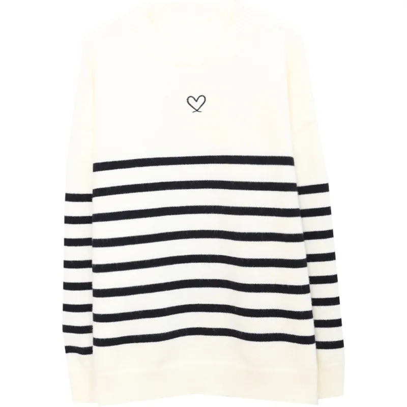 

Female striped shirt Knitted spring and autumn 2021 autumn/winter Women's Knitwear gentle outside wearing a coat to wear