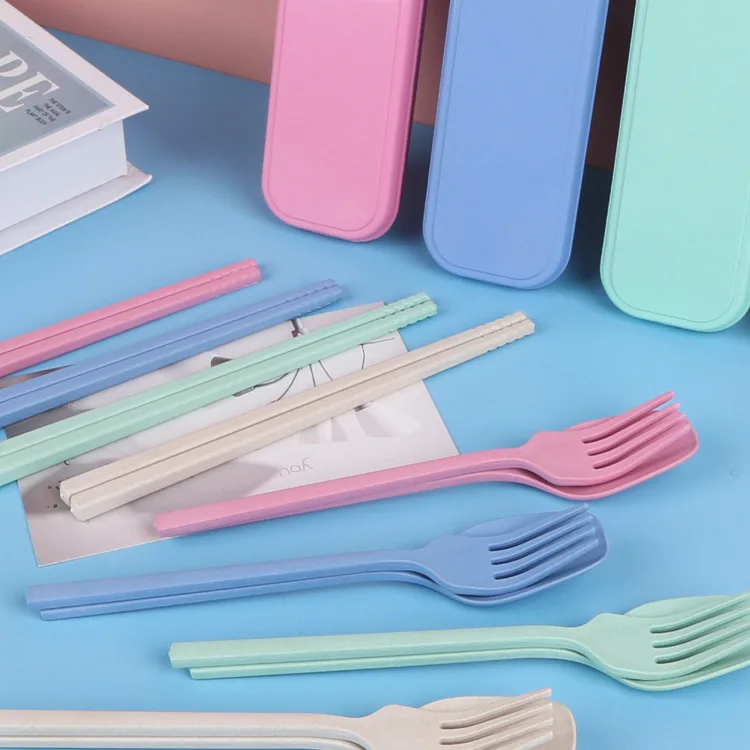 Бамбуковое Волокно палочки для еды набор ложка и вилка охрана окружающей среды