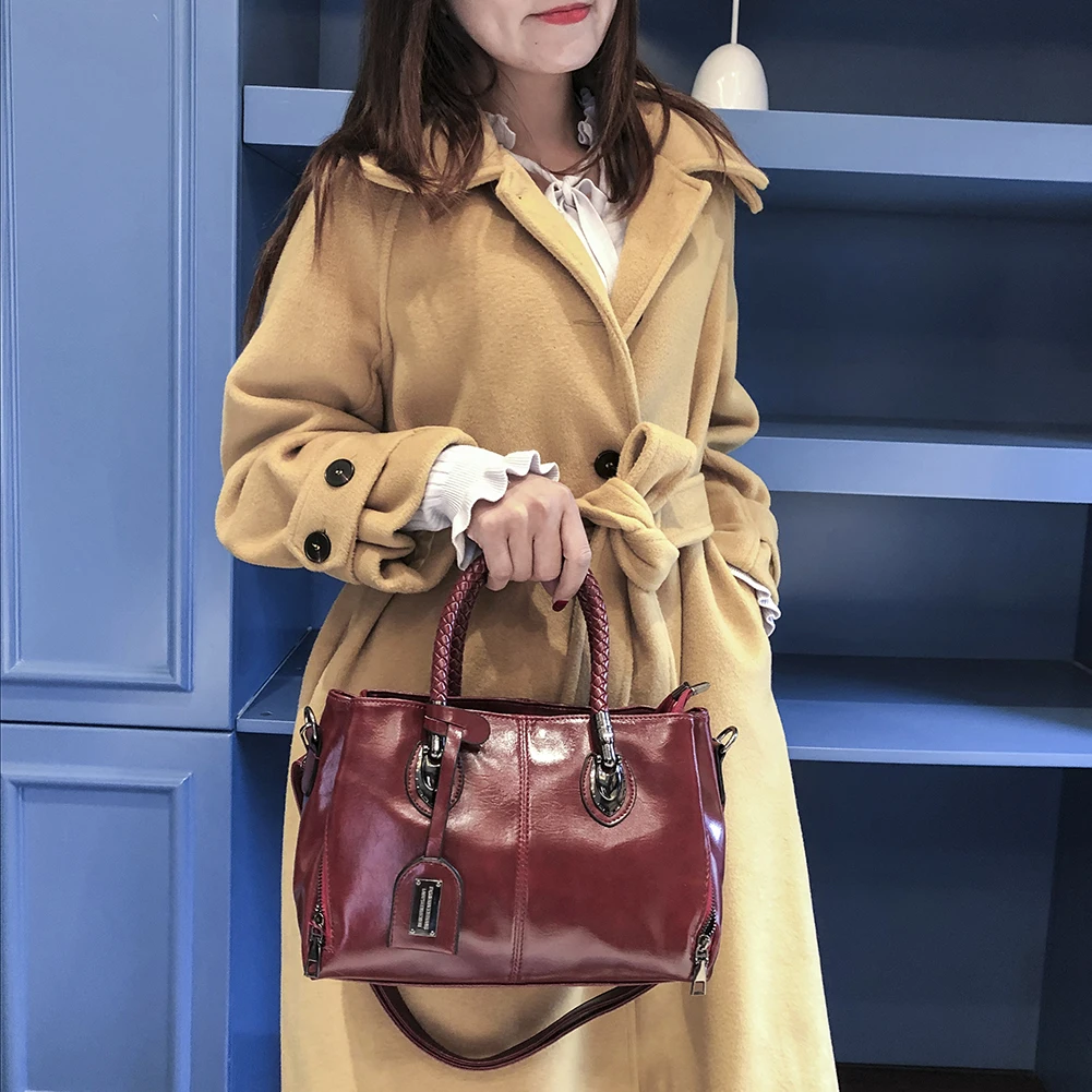 

Women's Bag Vintage Oil Wax PU Leather Solid Color Crossbody Shoulder Bags for Women Exquisite Quality Large Capacity Handbags