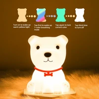 cute puppy dog night light silicone usb rechargeable desk lamp adjustable lighting color bedside sleeping lamp for kids gifts