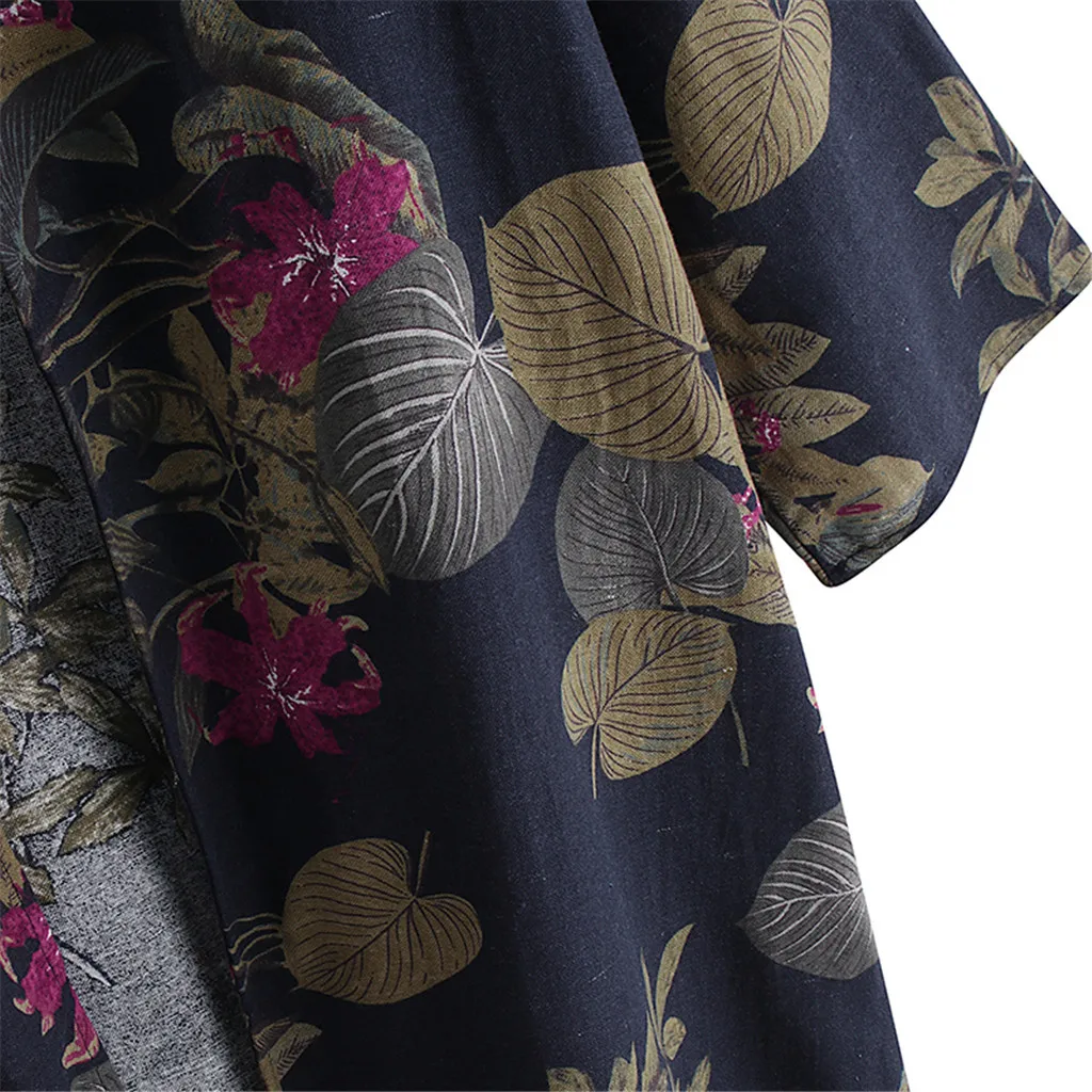 Женская блузка кимоно с цветочным принтом и коротким рукавом|Блузки| |