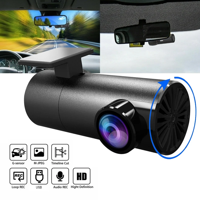Мини Автомобильный видеорегистратор 1080P USB Dash Cam TF карта Поддержка рекордер