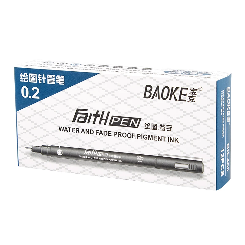 

12 Baoke Needle Pen BK400 Drawing Pen 0.2mm Comic Design Marker Sketch Pen Drawing Pen Hook Line Pen Office Supplies