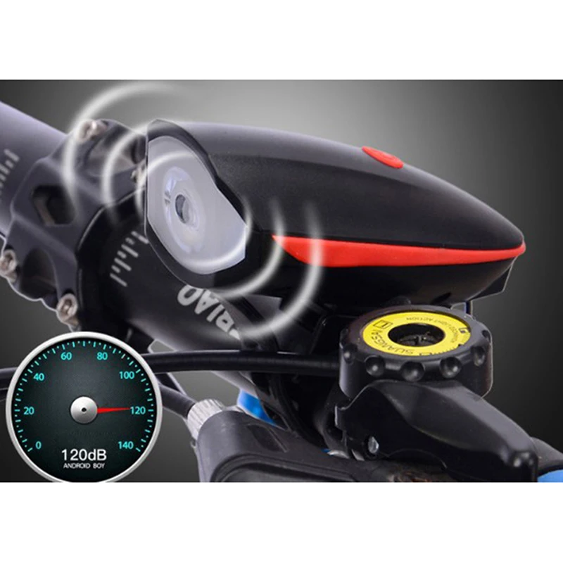 USB Перезаряжаемые велосипедные звонки велосипед Рог светильник головной